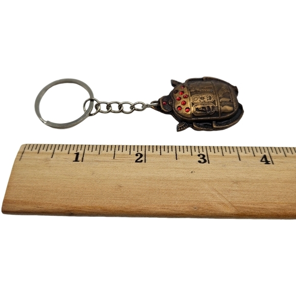 Bronze Scarab Keychain with Red Accents - Picture 4 of 4
